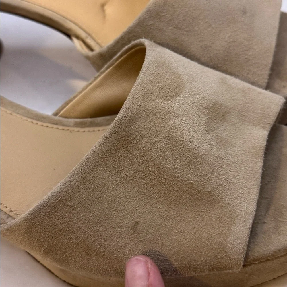 Veronica Beard Women’s‎ Size 12 Dali Block Heel Sandal Beige Suede